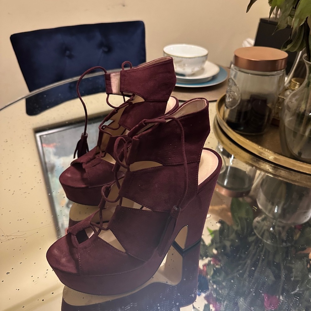 Nine West Purple Platform Peep-Toe Shoes